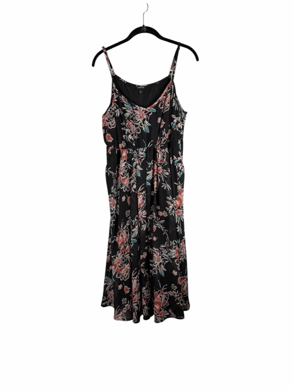 Torrid Black Floral Sleeveless Midi Dress V Neck Plus Size 0X
